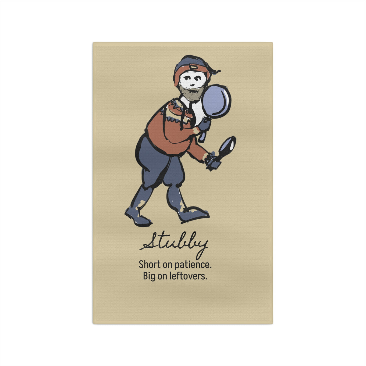 Short on Patience. Big on Leftovers. | Stubby Yule Lad Kitchen Towel