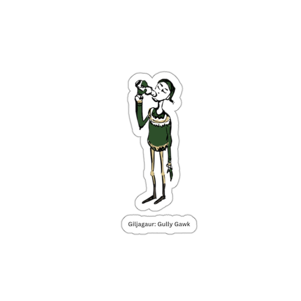 Gully Gawk Yule Lad die-cut vinyl sticker with Charlotte Guernsey's illustration of Gully Gawk