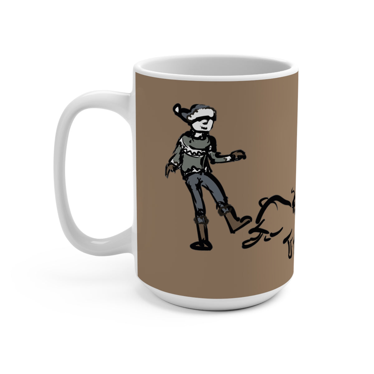 Sheep Cote Clod Yule Lad mug, handle view