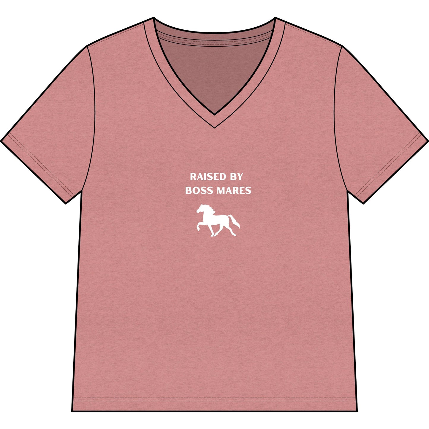 "Raised By Boss Mares" V-Neck Tee