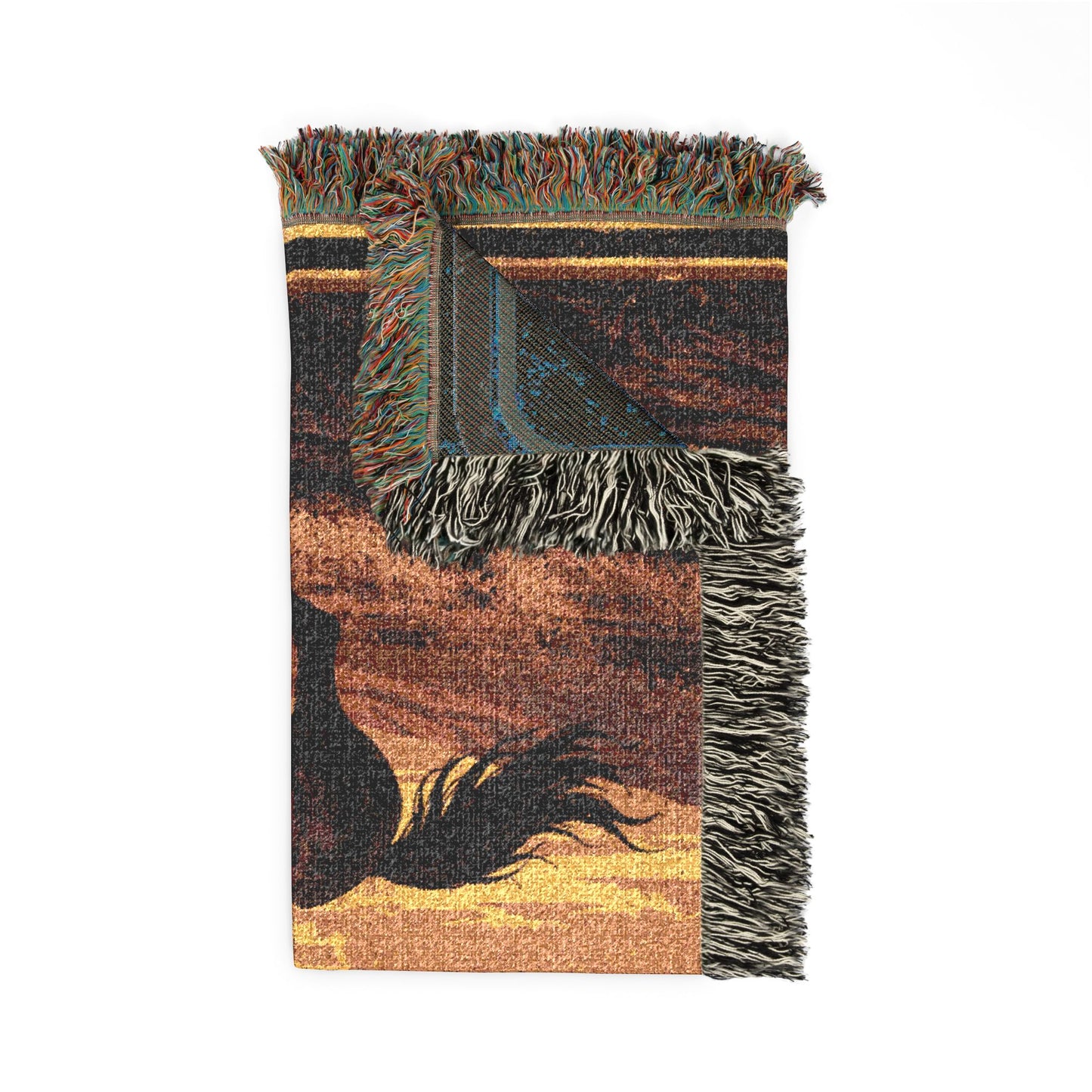 Woven Blanket — "Chasing Sunsets" Retro Horse Sunset Throw