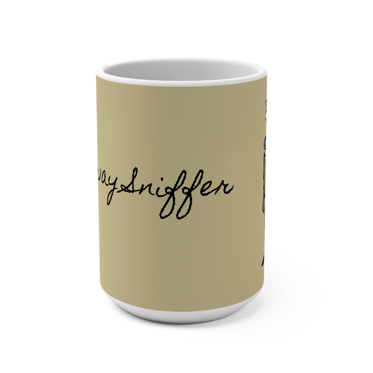 Doorway Sniffer Yule Lad (Gáttaþefur) 15 oz white ceramic coffee mug, art by Charlotte Guernsey