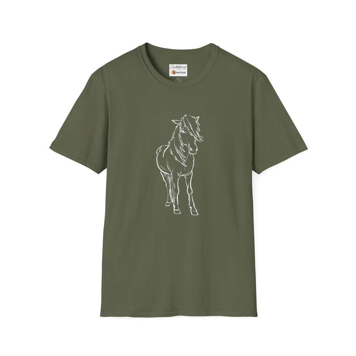 Fróði Icelandic horse t-shirt, art by Charlotte Guernsey for IamGlytja