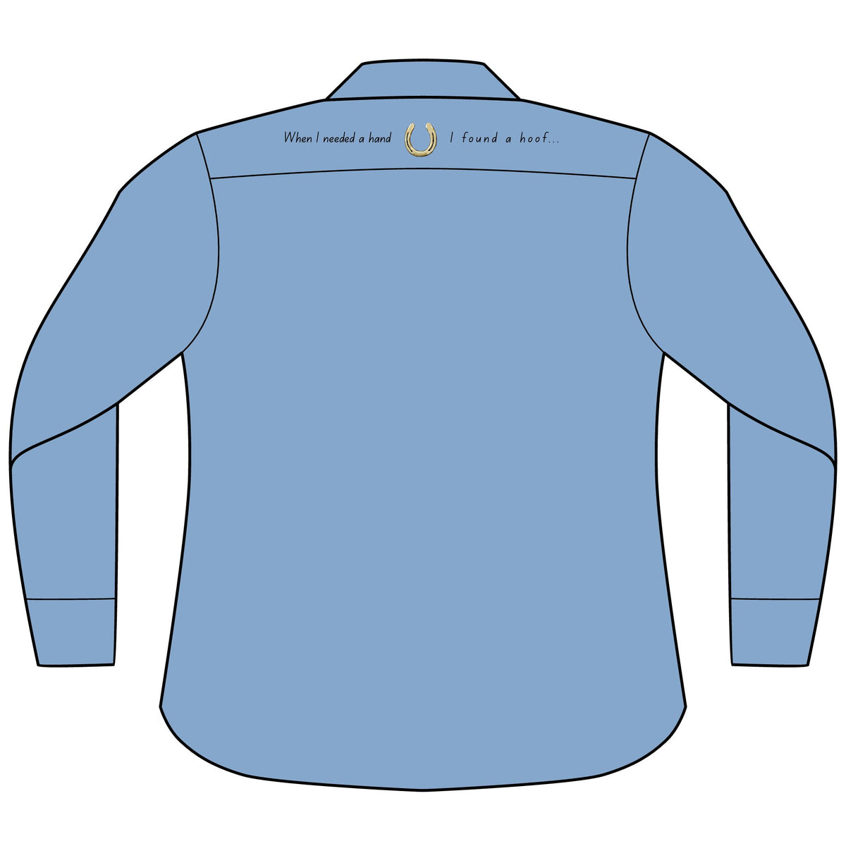 Equestrian denim shirt with horseshoe illustration, IamGlytja