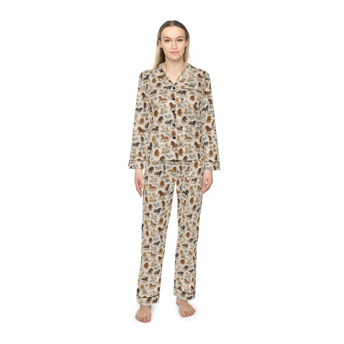 Watercolor horse print satin sleepwear by IamGlytja