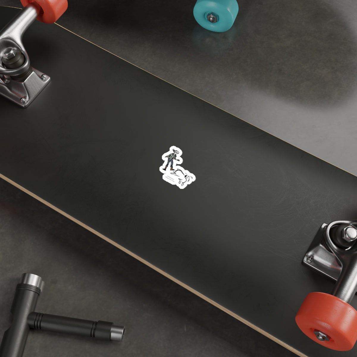 Another view of the Sheep Cote Clod Yule Lad die-cut sticker, illustrated by Charlotte Guernsey