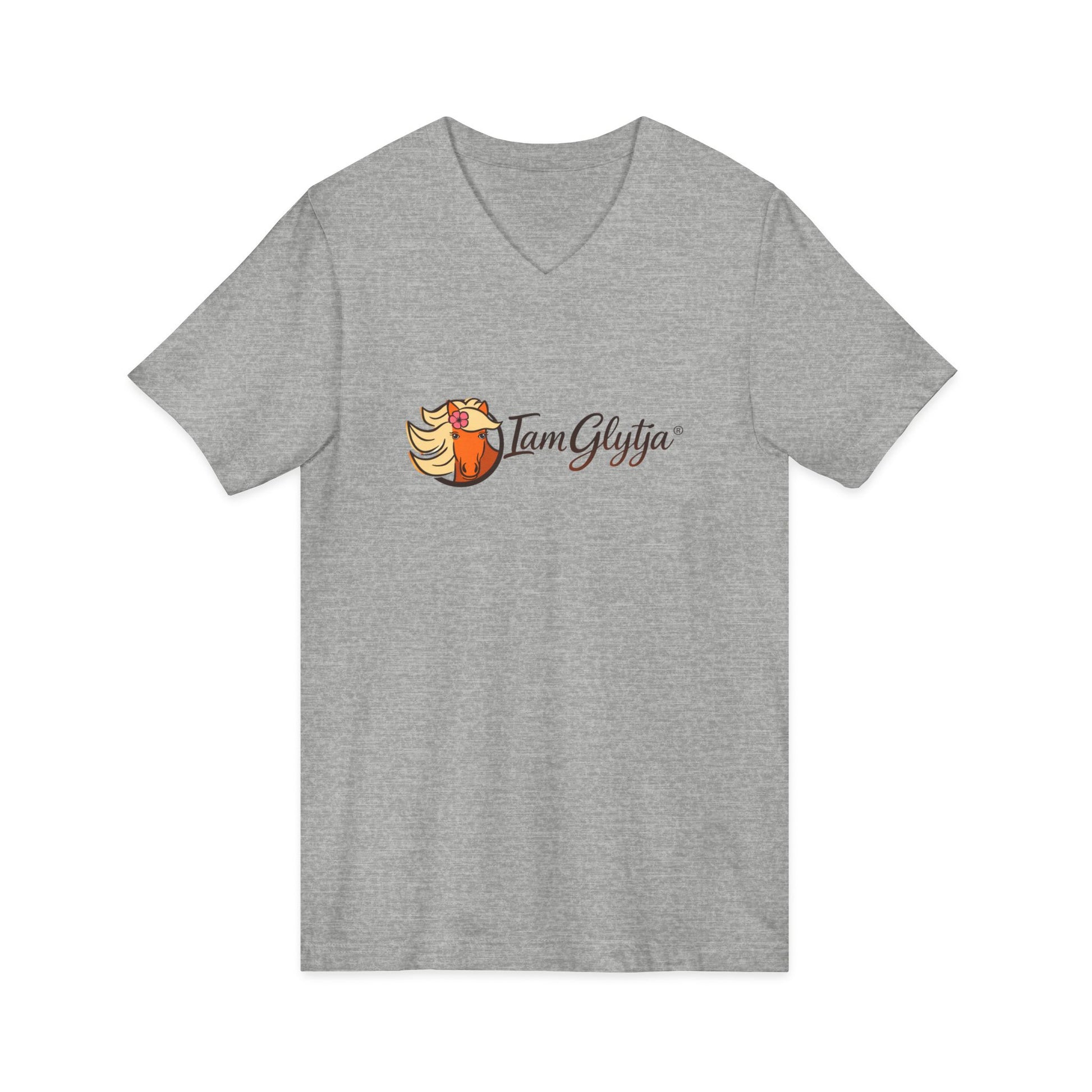 Gray t-shirt with a logo and text on a white background
