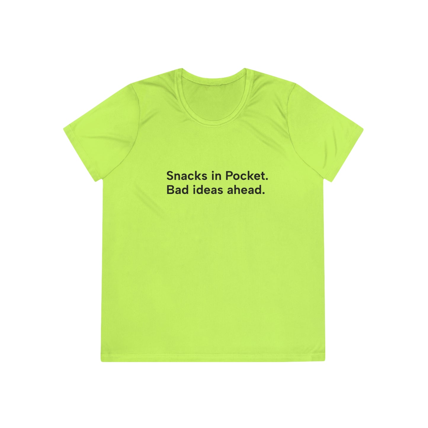 "Snacks in Pocket. Bad ideas ahead." Ladies Trail Riding T‑Shirt