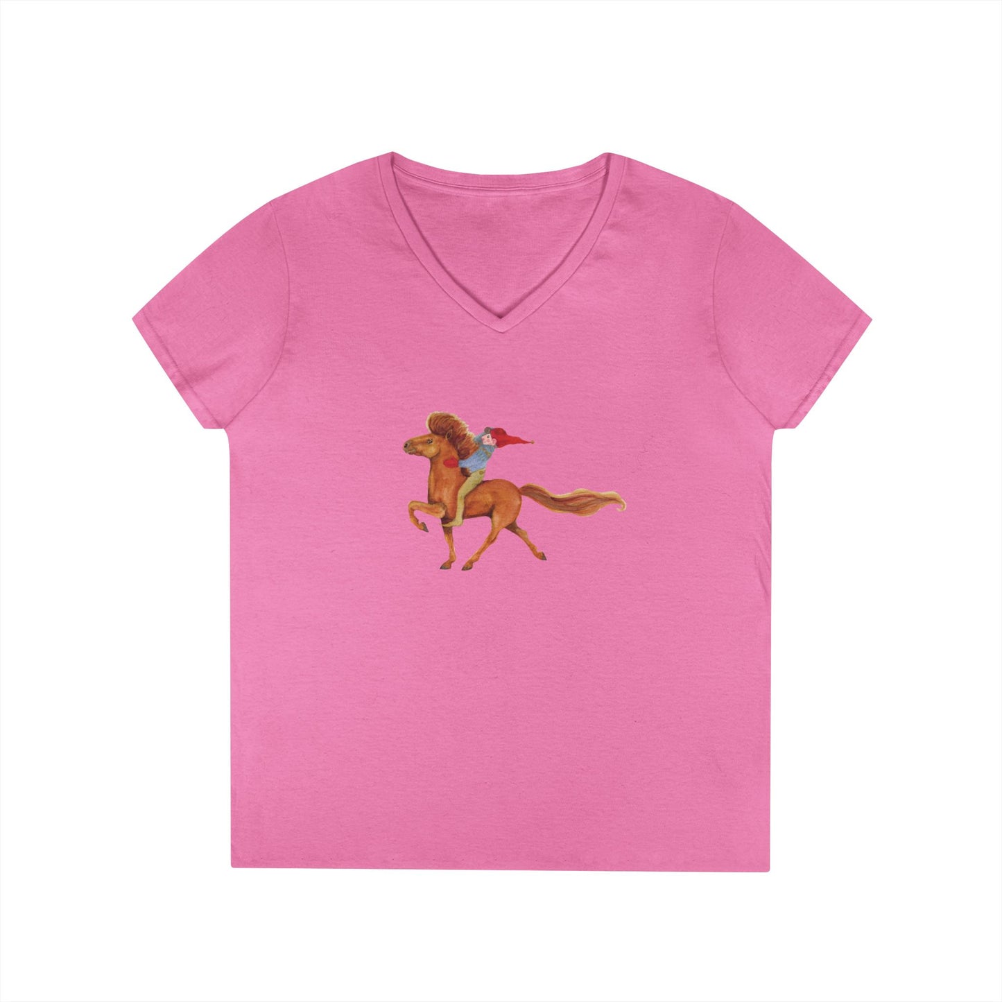 Pink t-shirt with troll riding Frodi horse
