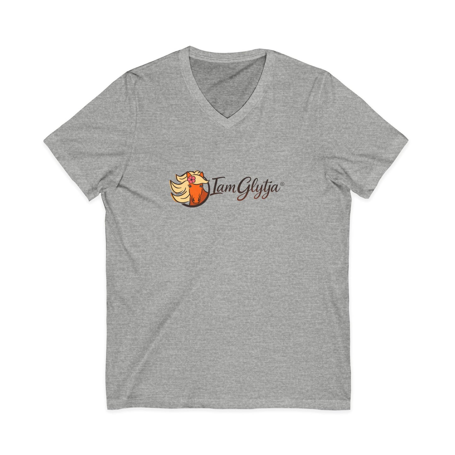 Gray t-shirt with a logo on a white background