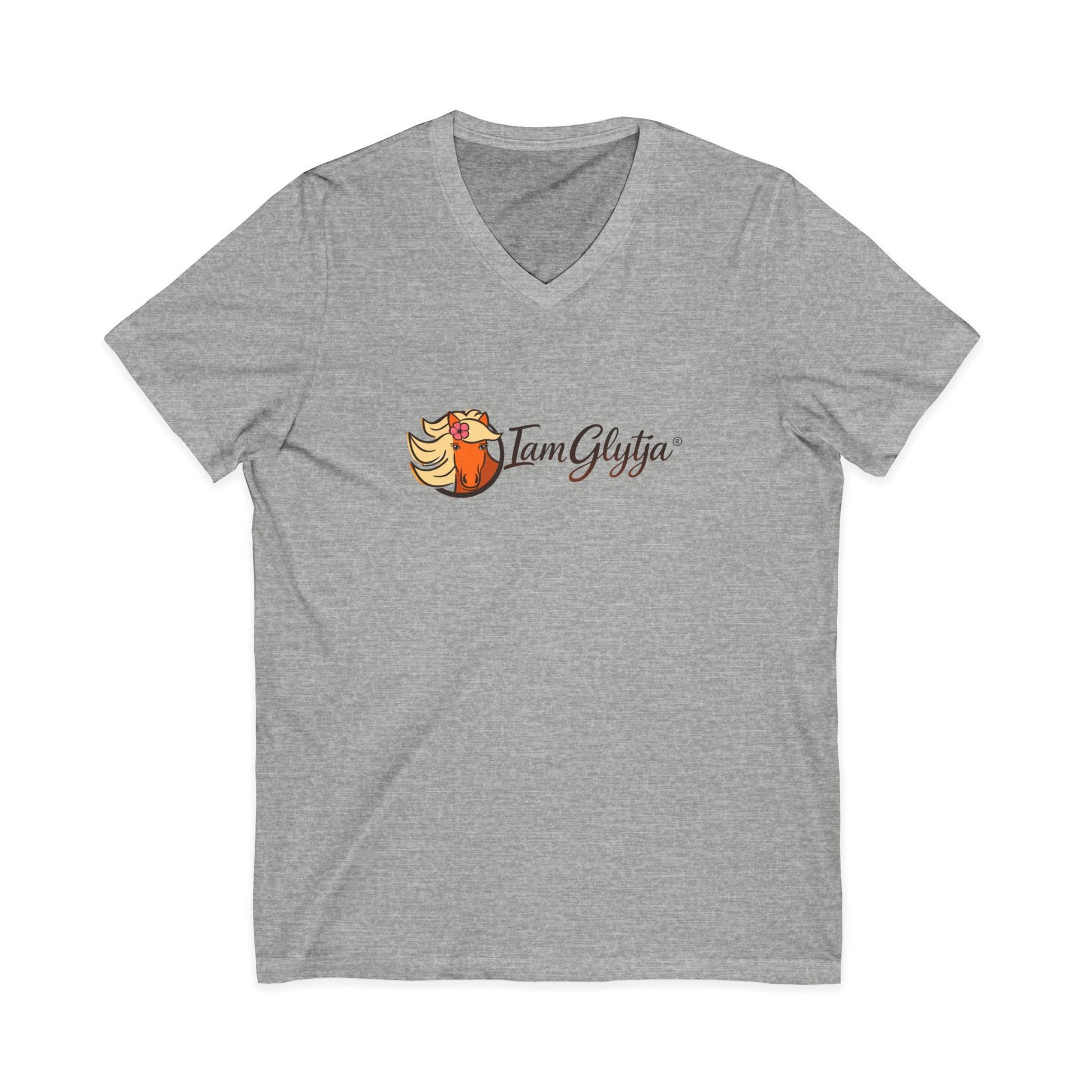 Gray t-shirt with a logo on a white background