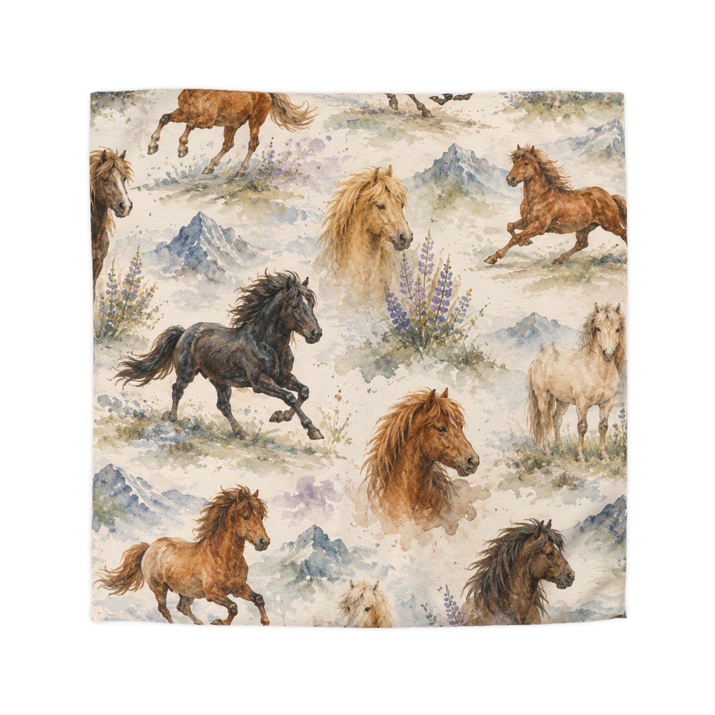 Watercolor horse comforter by IamGlytja, bedding detail view