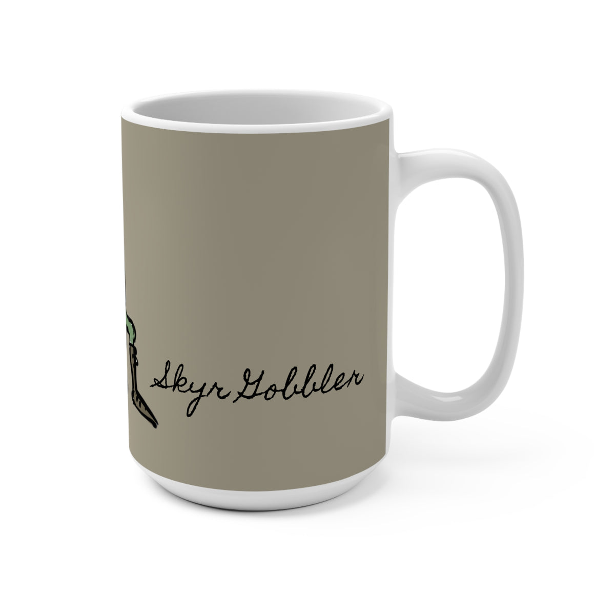Skyr Gobbler Icelandic Yule Lad Christmas mug, side view