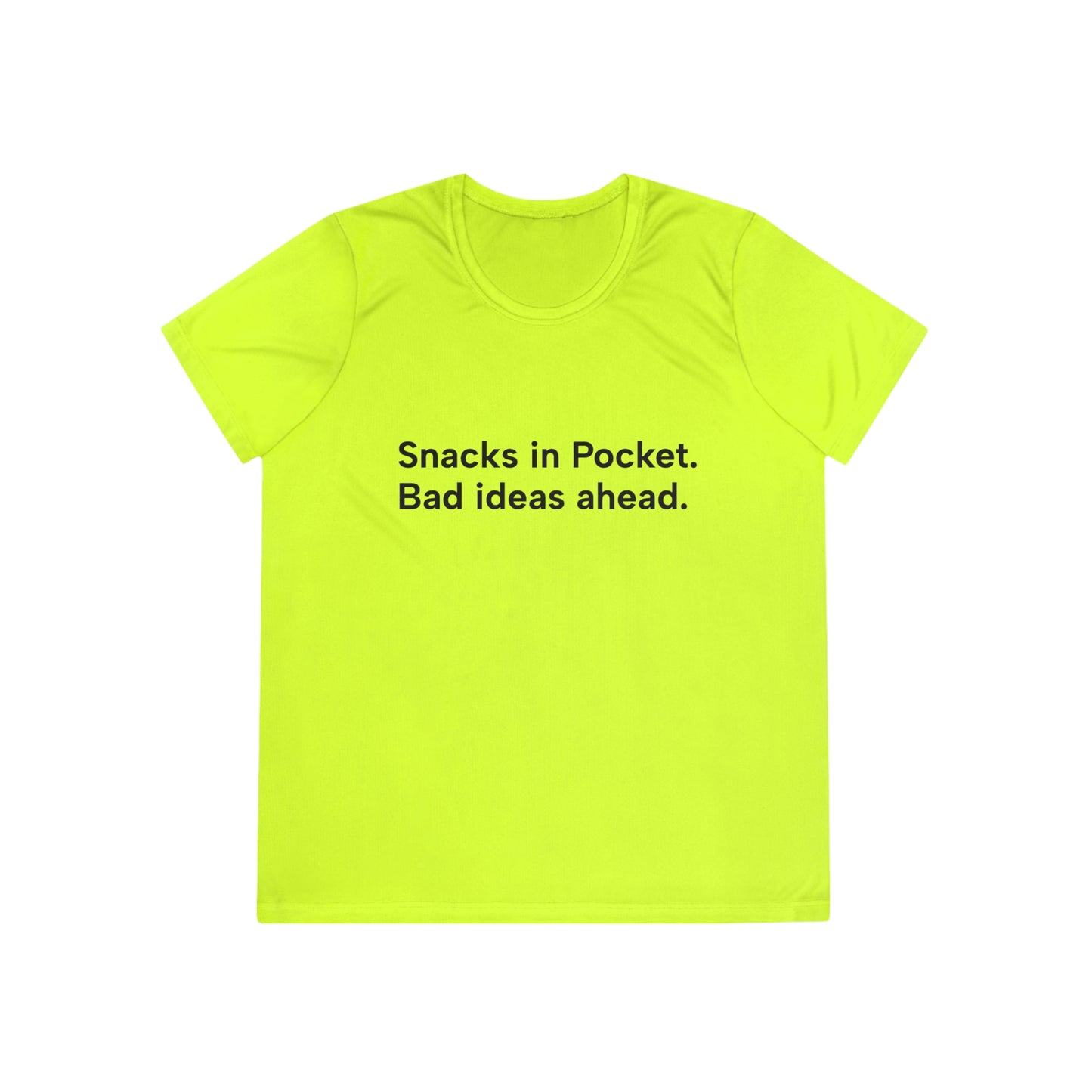 "Snacks in Pocket. Bad ideas ahead." Ladies Trail Riding T‑Shirt