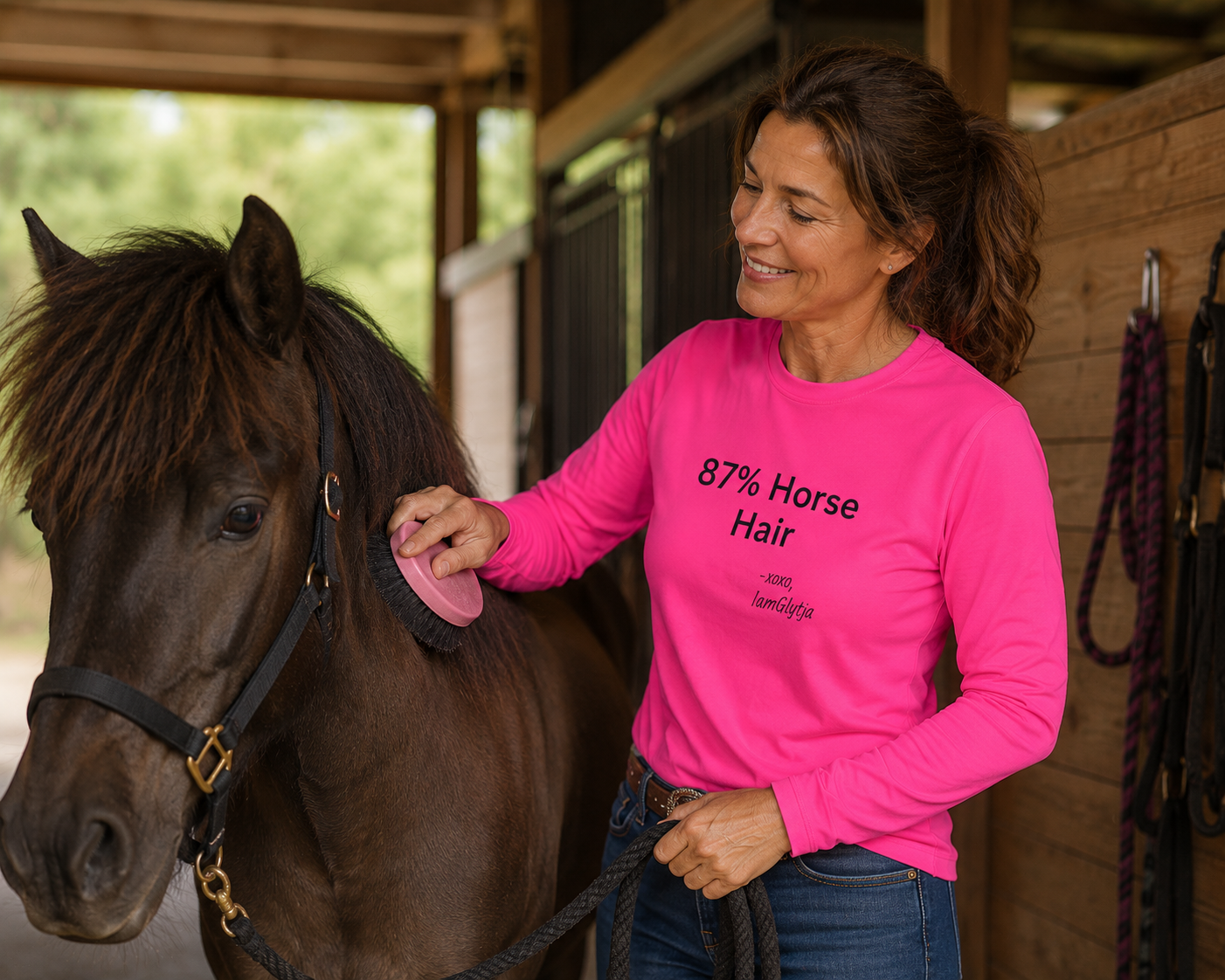 87% Horse Hair women's long sleeve trail riding tee by IamGlytja