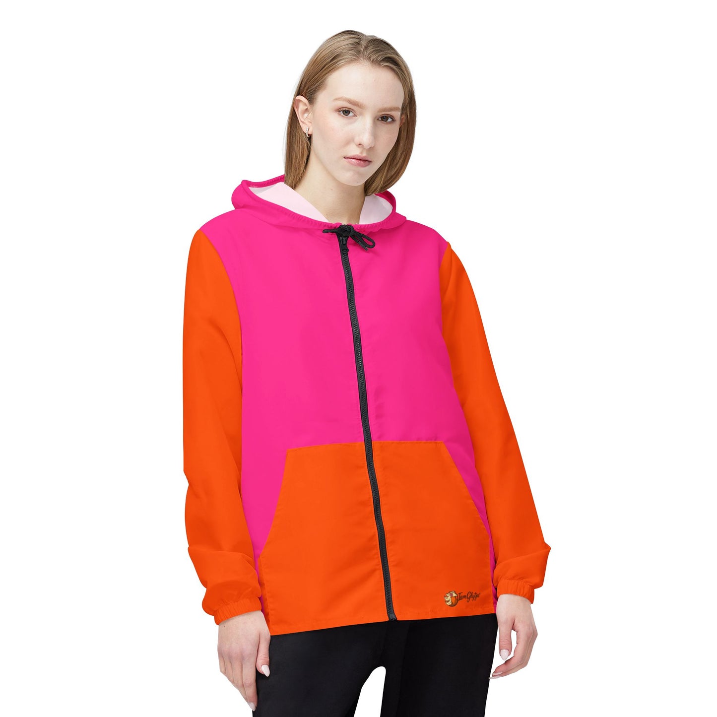 IamGlytja Pink & Orange Colorblock Windbreaker Jacket