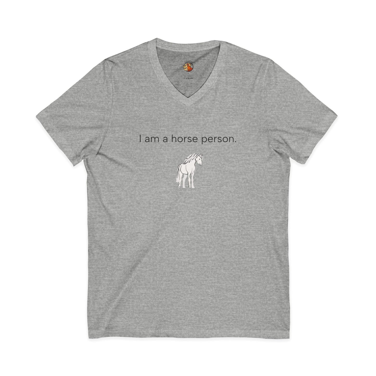 Gray t-shirt with 'I am a horse person" text on a white background
