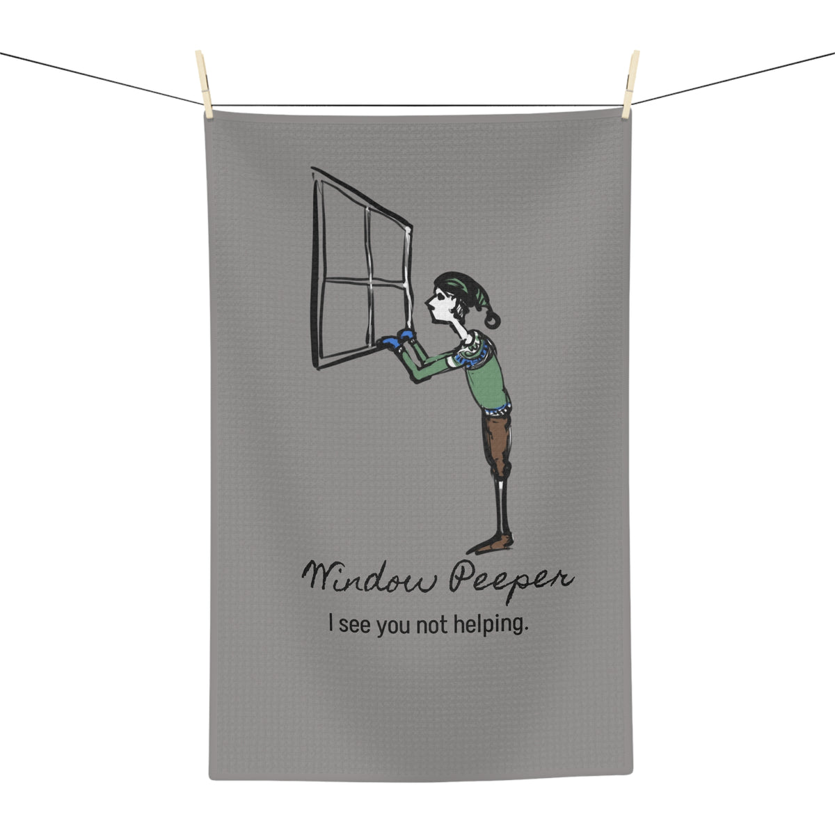 I See You Not Helping. | Window Peeper Yule Lad Kitchen Towel