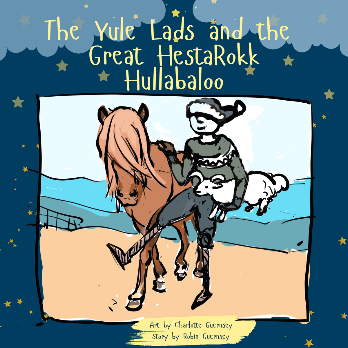 Cover of The Yule Lads and the Great HestaRokk Hullabaloo, a hardcover Christmas picture book illustrated by Charlotte Guernsey