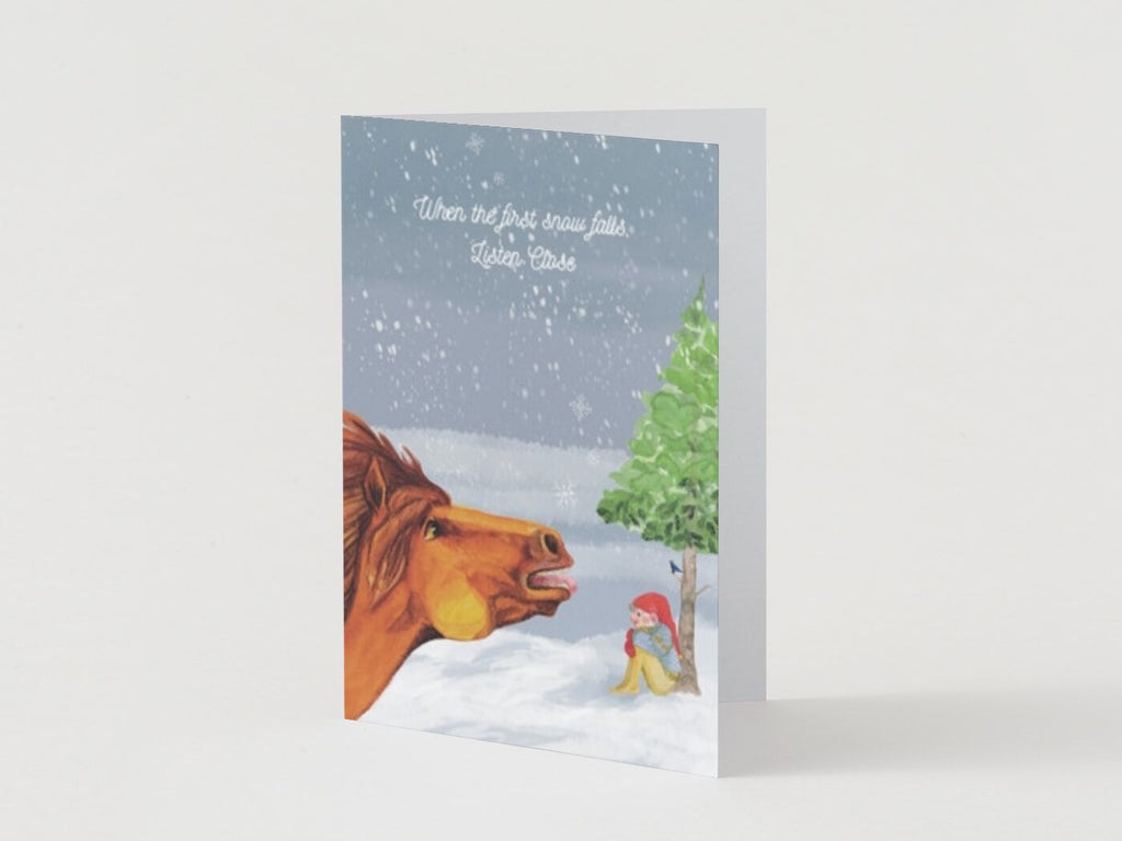Frodi's first snow fall greeting card
