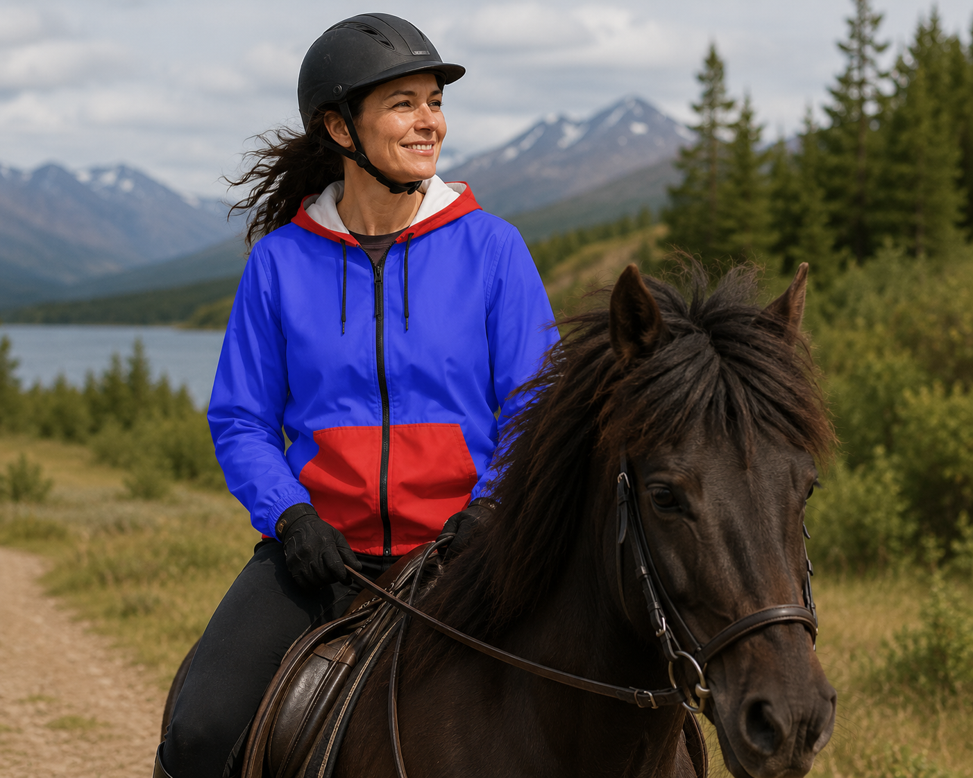 The Hólar Windbreaker | Blue & Red Hooded Lightweight Jacket