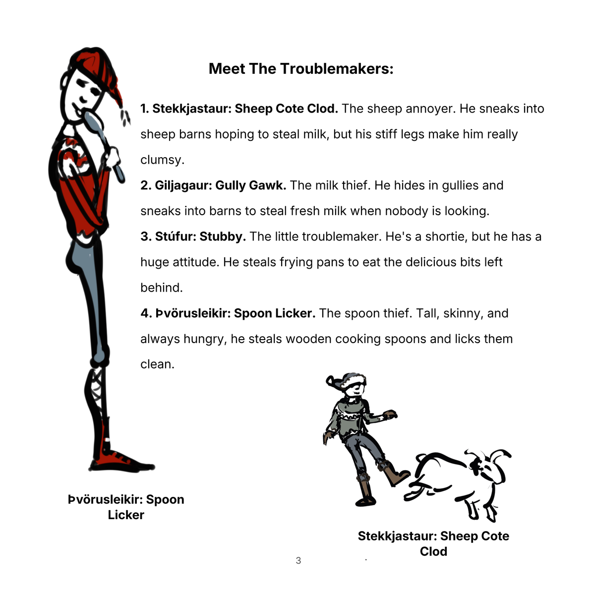 Inside page from The Yule Lads and the Great HestaRokk Hullabaloo, illustrated by Charlotte Guernsey