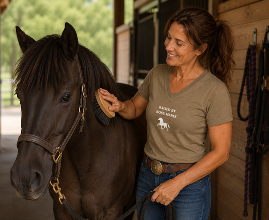 "Raised By Boss Mares" V-Neck Tee