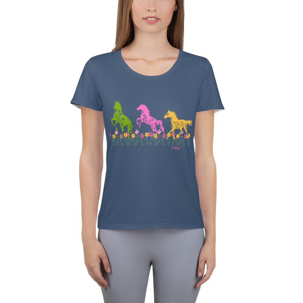 Running Horses Women's Athletic T-shirt - Iamglytja