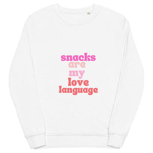 "Snacks are my love language" Unisex organic sweatshirt - Iamglytja