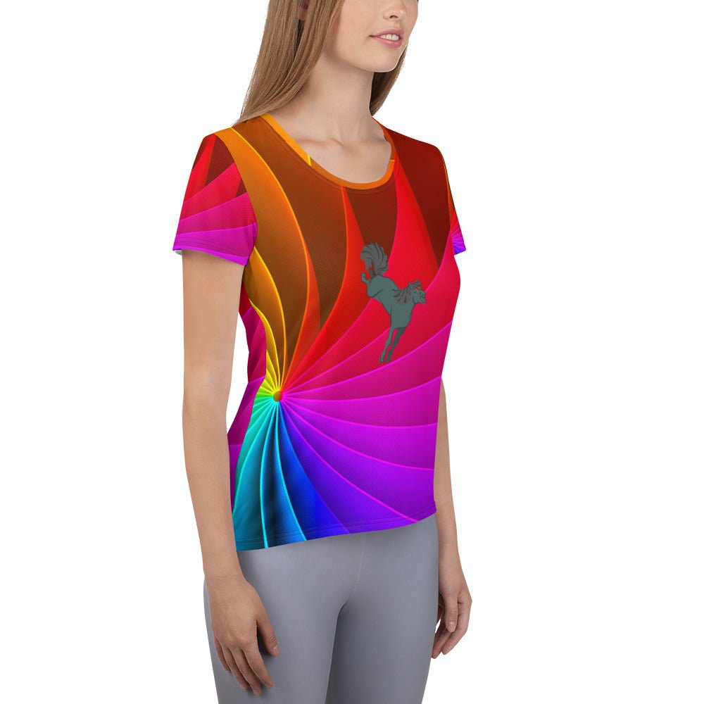 Stjarna kicking up rainbows Women's Athletic T-shirt - Iamglytja