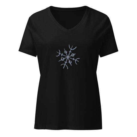 Vegvisir Icelandic symbol V-neck t-shirt for women by IamGlytja