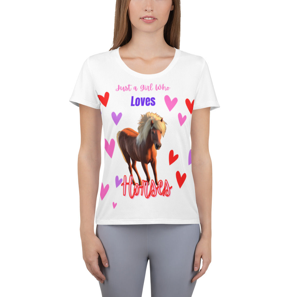 Just a Girl Who Loves Horses All-Over Print Women's Athletic T-shirt
