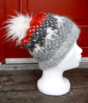 Icelandic Wool Winter Hat - Red