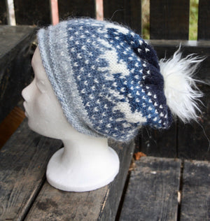 Icelandic Wool Winter Hat - Blue